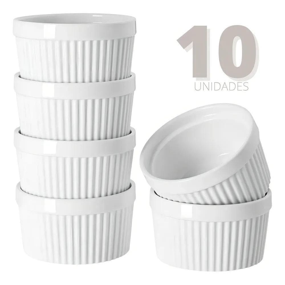 2X Kit 10 Tigelas Hotel Potinho Porcelana Molho Ramekin Cor