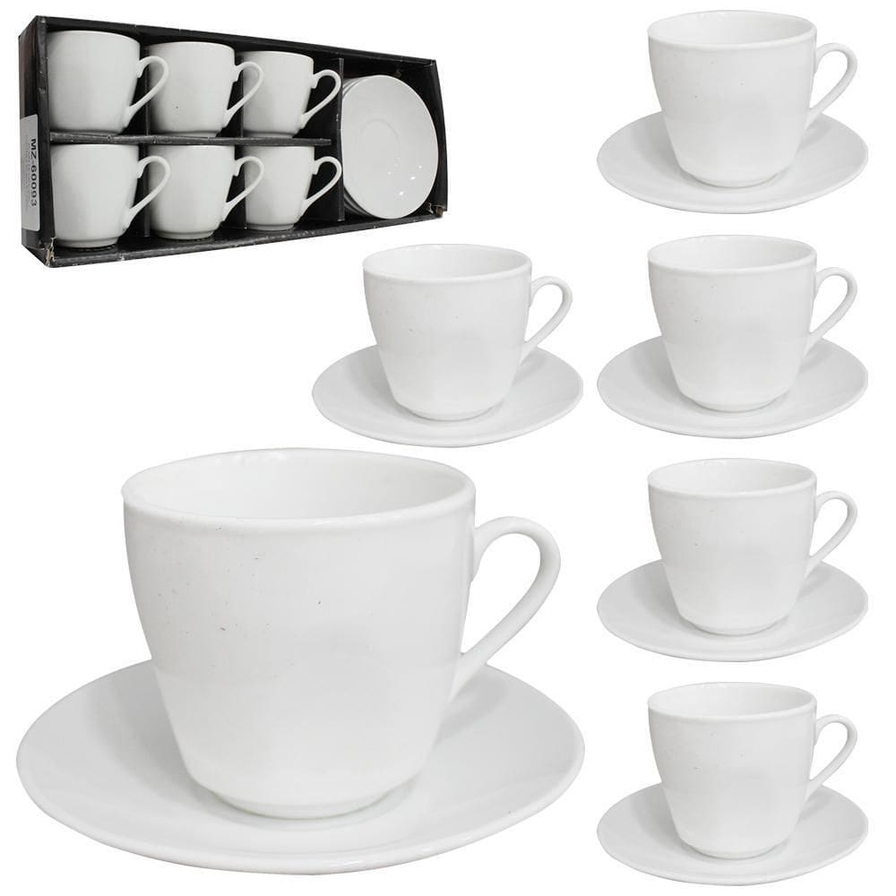 Jogo De Xícara 50Ml De Porcelana Com Pires Café 12 Peças