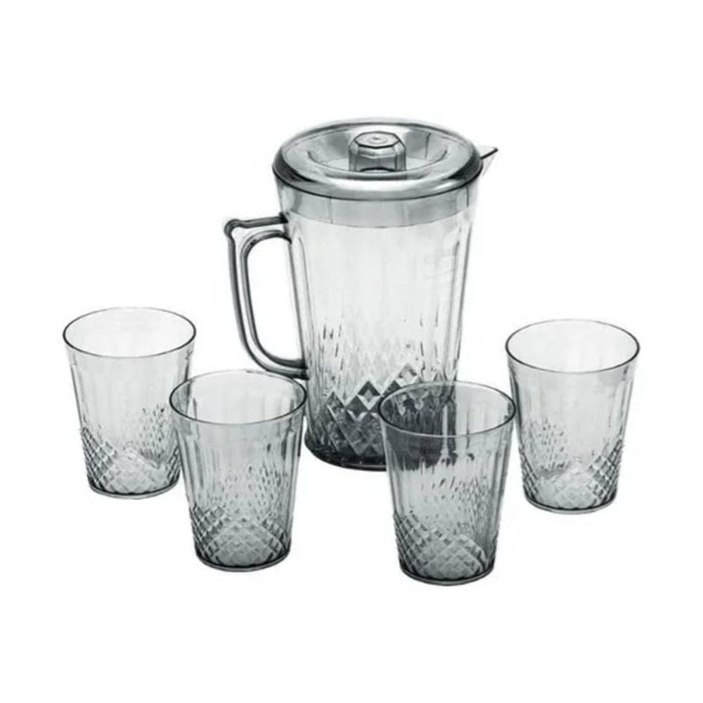 Conjunto Jarra De Litros Com 4 Copos De 270Ml Acrílico