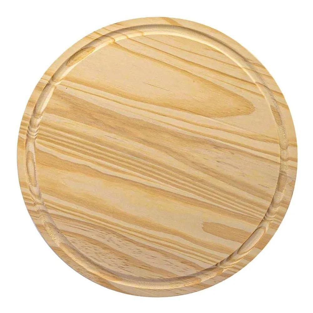 3X Stolf Tábua De Madeira Redonda Canaleta 30Cm Pinus Cor Ma