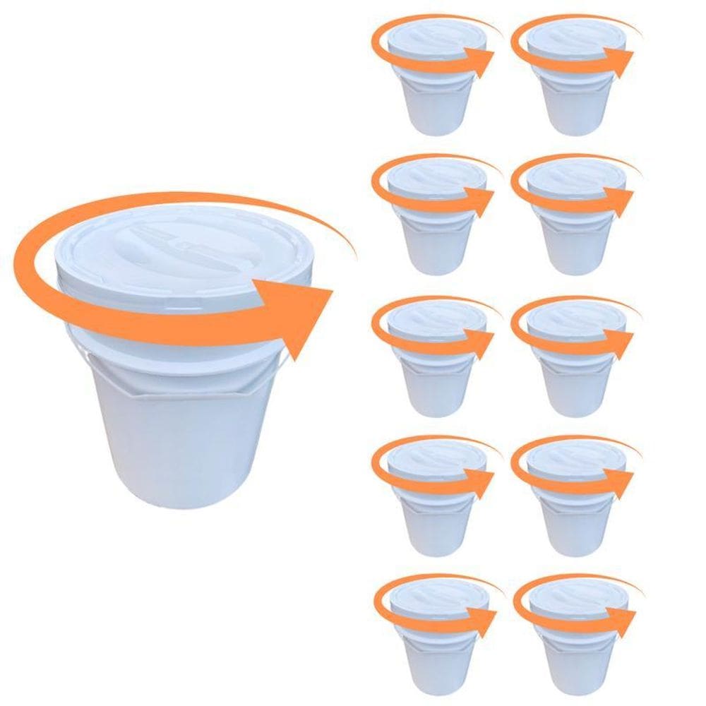 Balde Para 20L E Tampa Rosca - Kit 10 Pçs