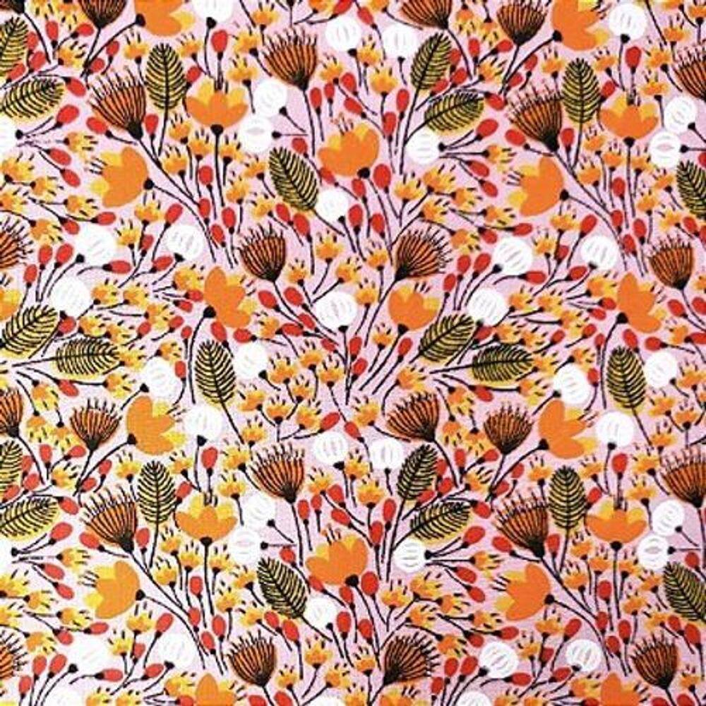 Kit 4 Guardanapos Tecido Algodão Cerrado Laranja 39Cmx39Cm