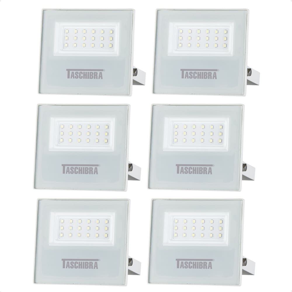 6 Refletores Taschibra Led Tr Slim 20w Luz Verde Branco Autovolt
