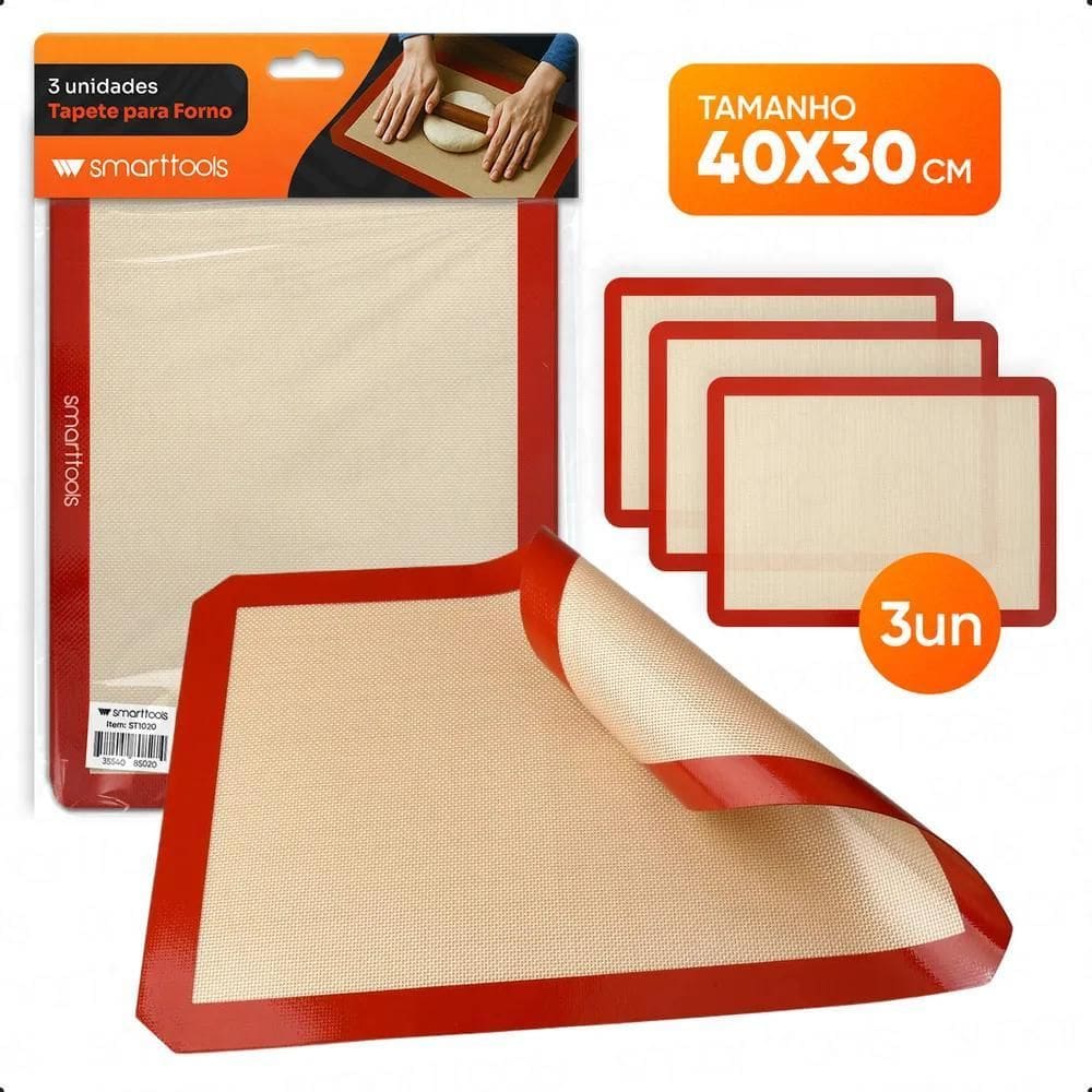 2X Kit 3X Tapetes De Silicone Antiaderente 40X30 Culinário C