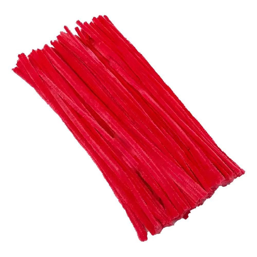 Haste De Chenille Colorido 30Cm 100 Unid Limpador C Vermelho