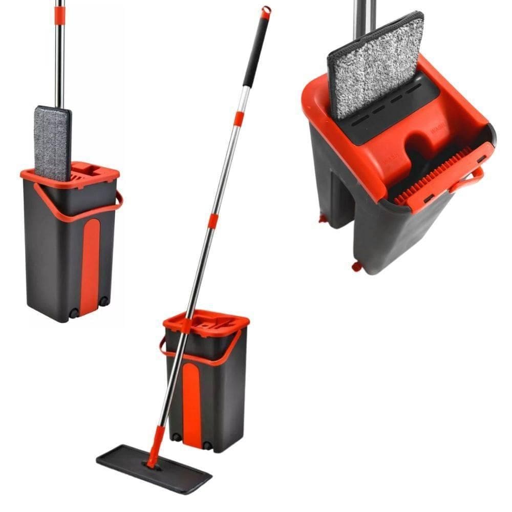 Flat Mop Rodo Lava E Seca Esfregão Com Balde Para 05 Litros