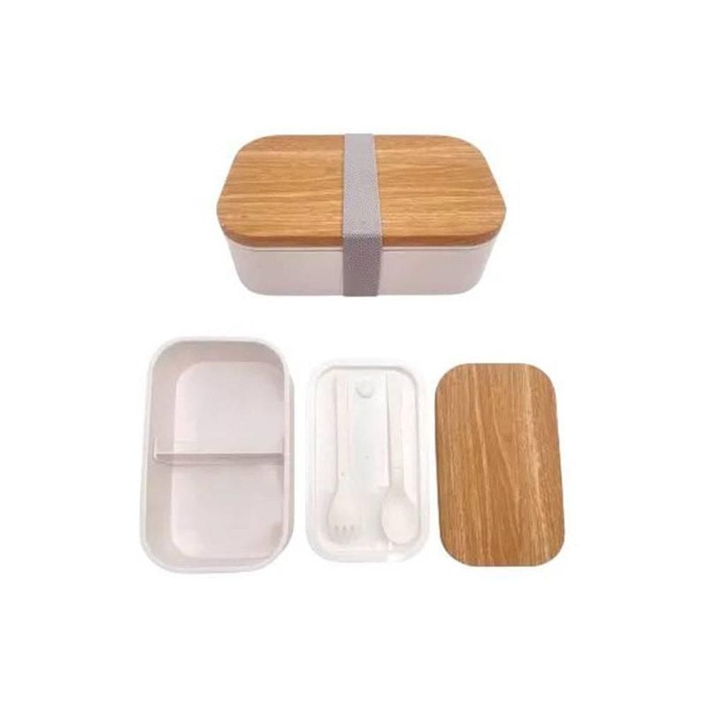 Marmita Branca Com 3 Compartimentos 900Ml Acompanha Talher