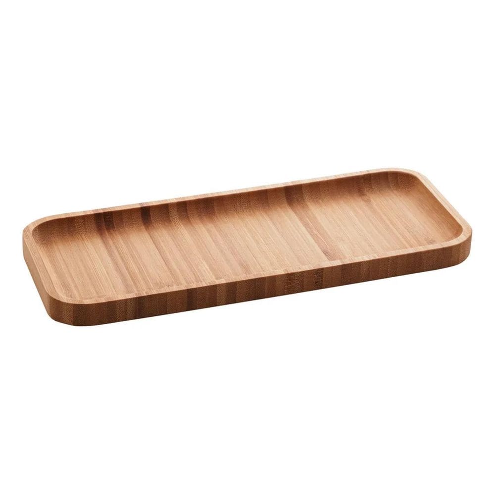 10X Bandeja Retângular Petisqueira De Bambu Grande 28Cm - L