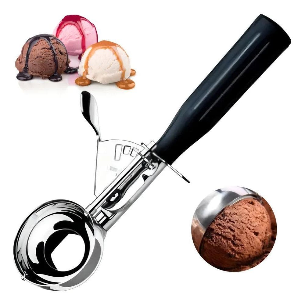 2X Colher De Sorvete Bola Com Ejetor 6 Cm Inox