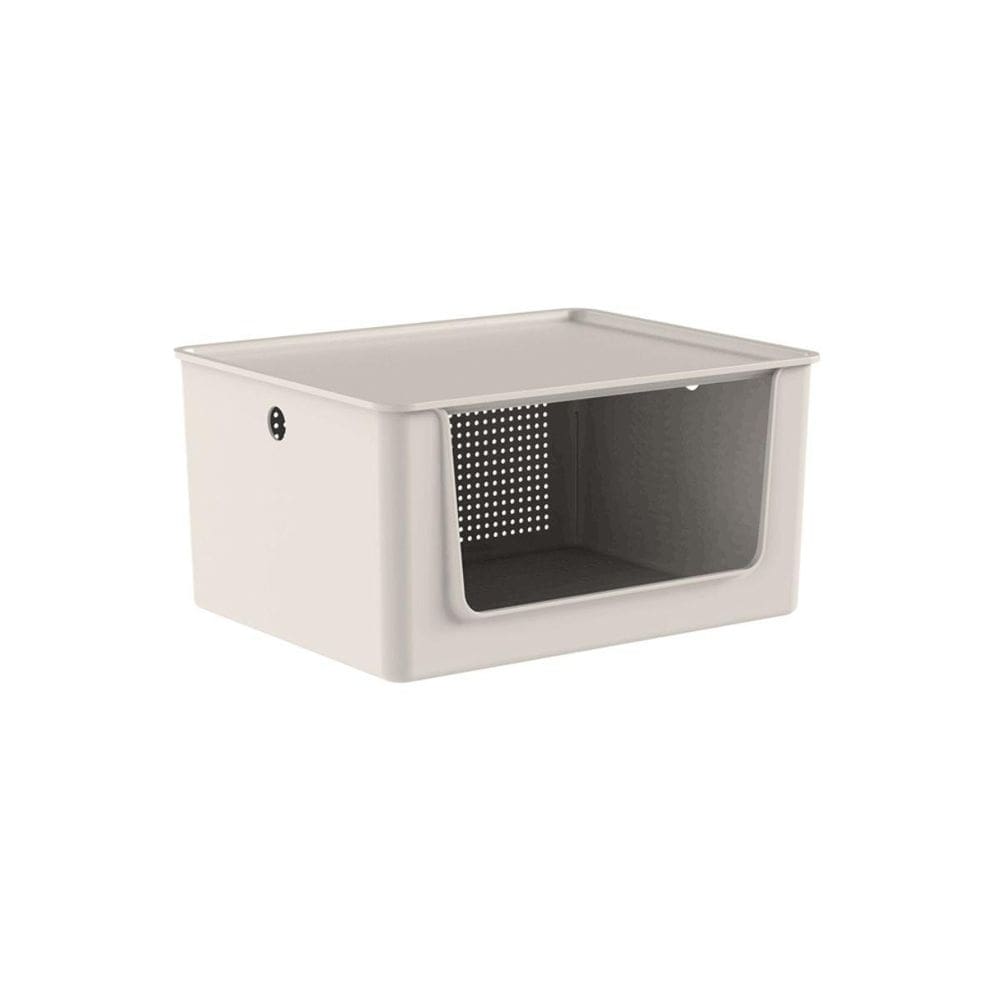 Cesto Flow Com Tampa E Abertura Frontal Bege - Ou