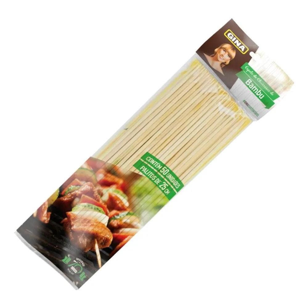 2X Espetos De Bambu Gina Para Churrasco Doces Crepe 25Cm 50U