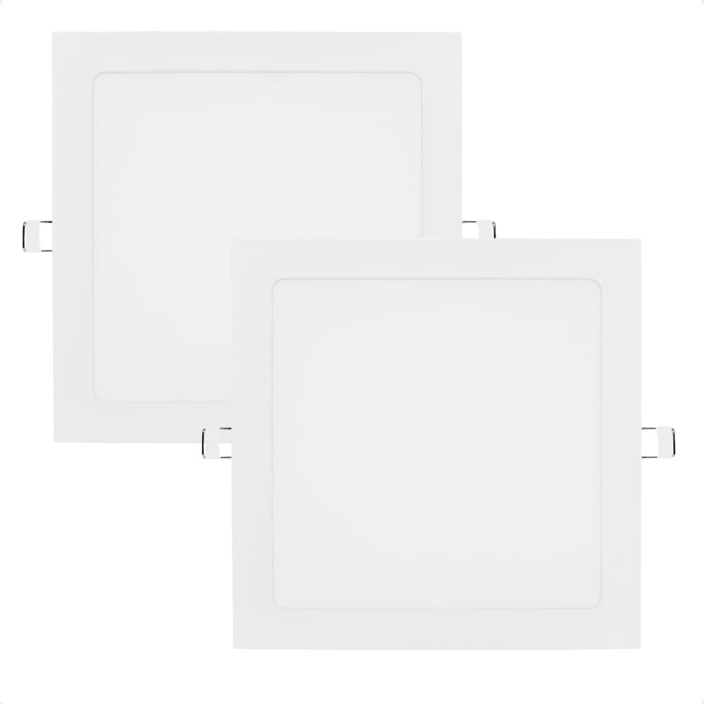 Kit 2 Painel de Led Quadrado Embutir 12W Bivolt Taschibra 4000K Neutro