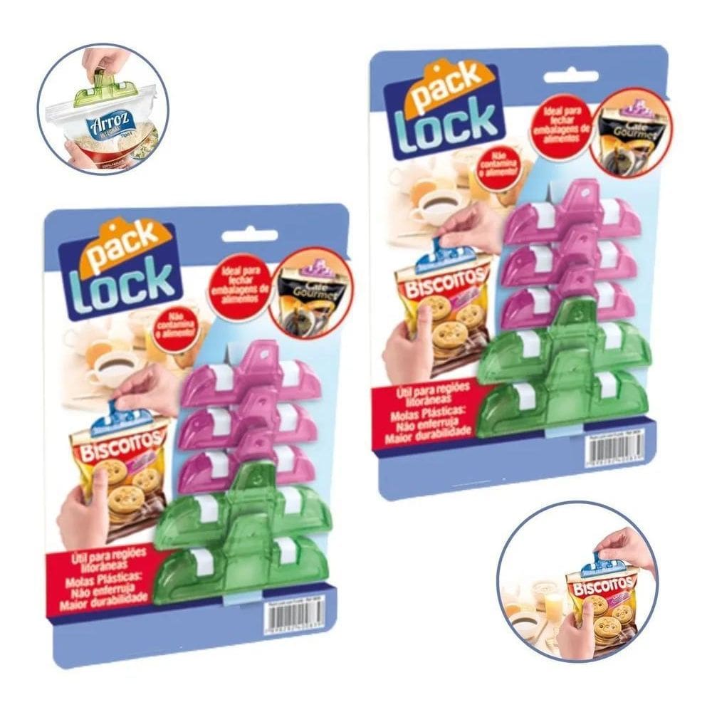 10X Kit 10 Prendedor Embalagens Alimentos Pregador Fechador