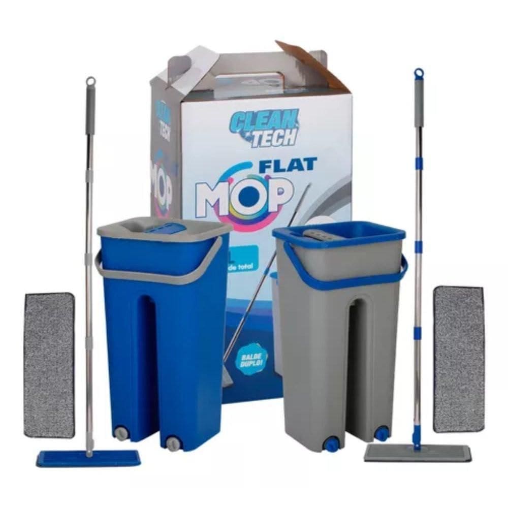 Rodo Flat Mop E Balde Lava E Seca Com 2 Refil