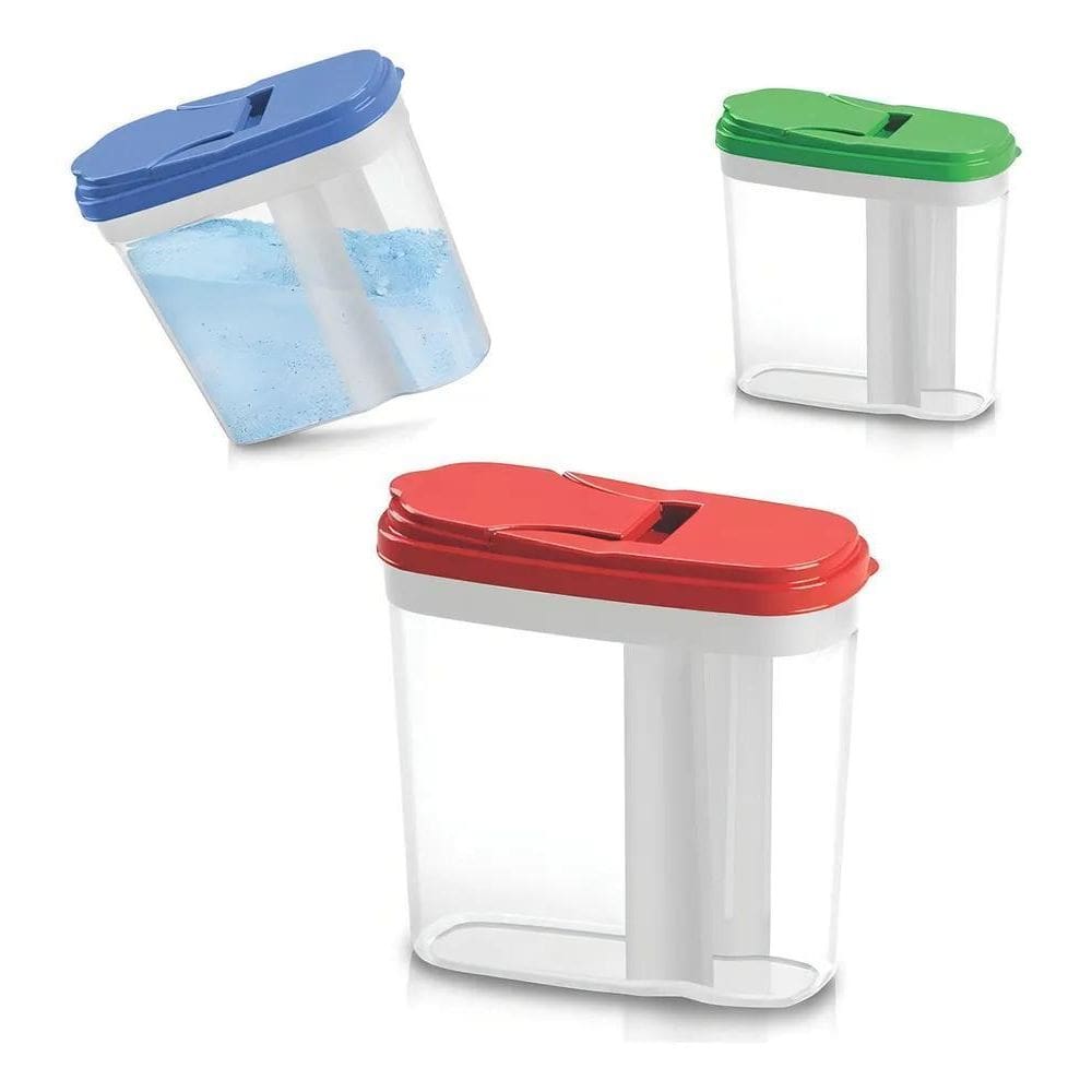 Porta Sabao Em Po De Plastic Com Tampa Colors 1Kg 19Cm