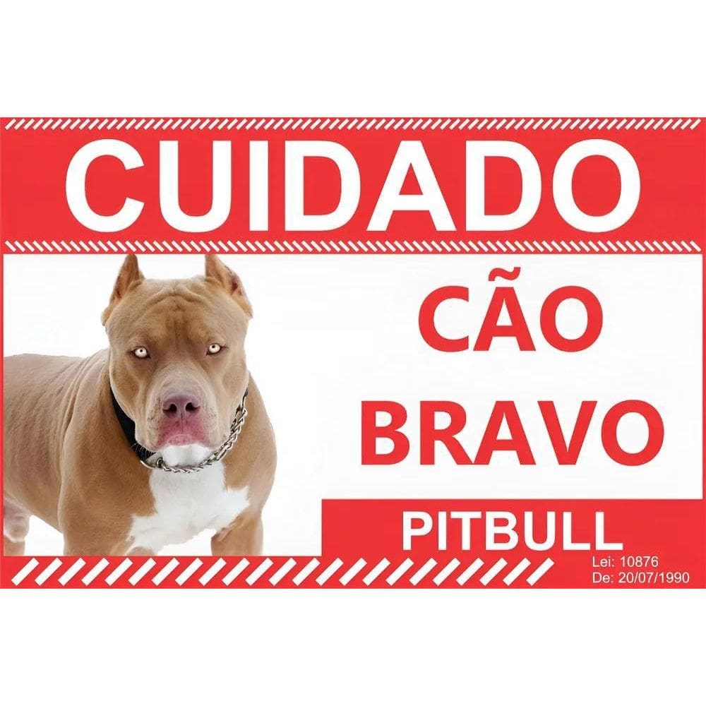 Cuidado Cão Bravo Pit Bull Placa De Advertência Vermelho