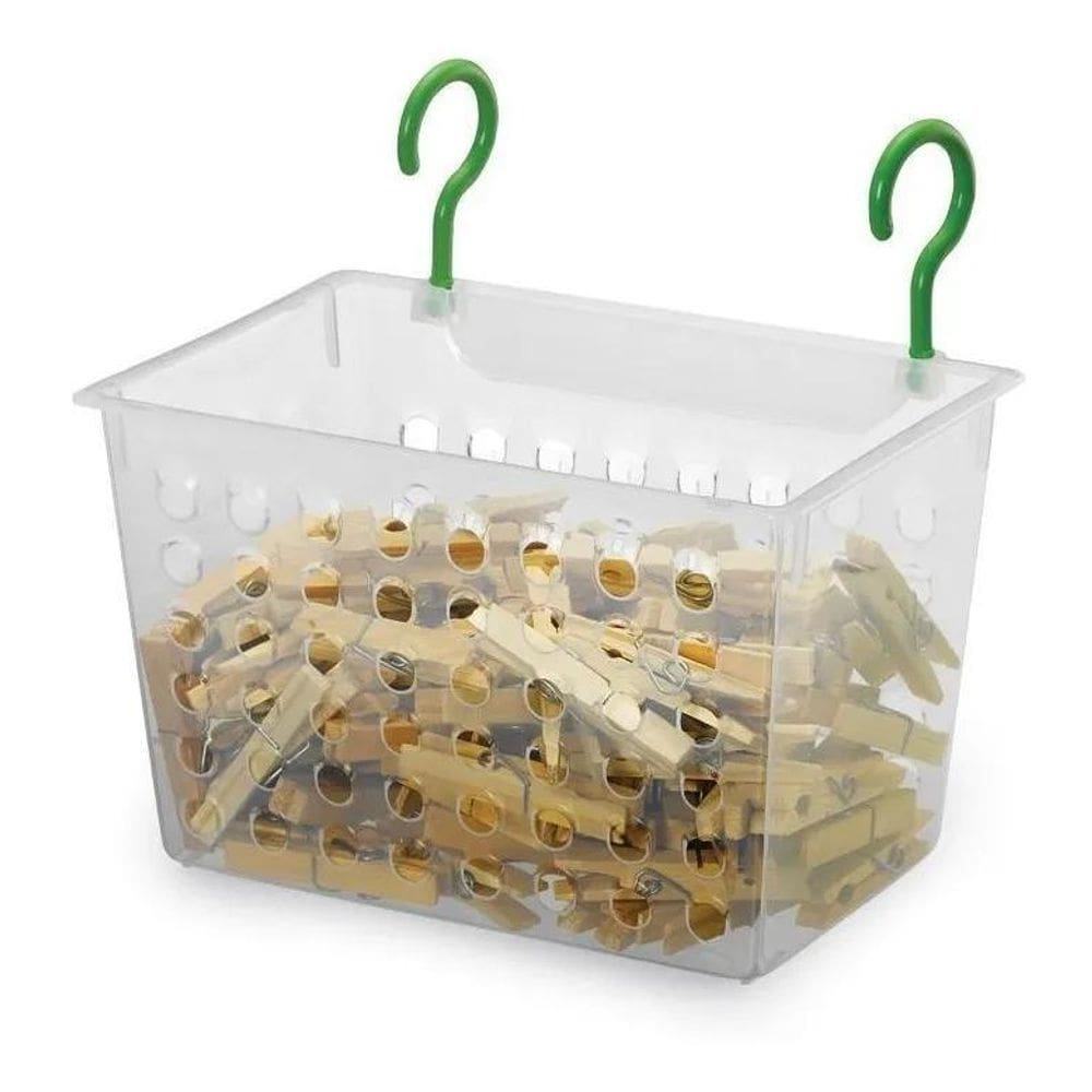 10X Cesto De Prendedor De Roupa, Organizador Com 2 Ganchos