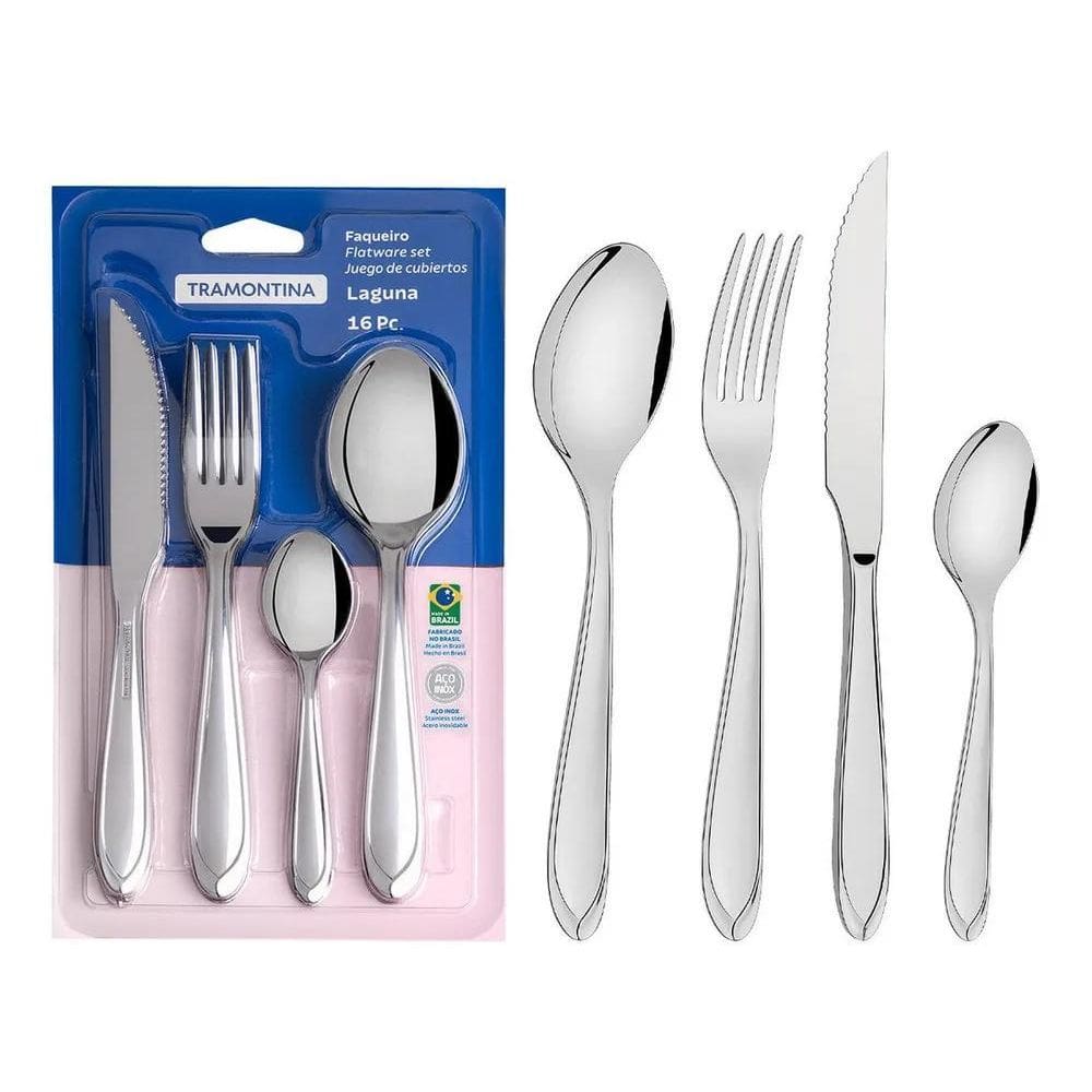 Faqueiro Laguna Em Aço Inox 16 Peças Tramontina Cor Cinza