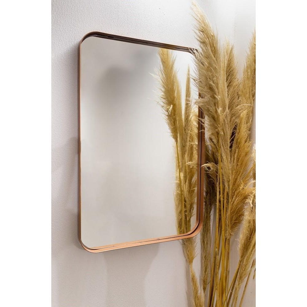 Espelho Retangular Retrô 90X60Cm Hall Moldura Bronze