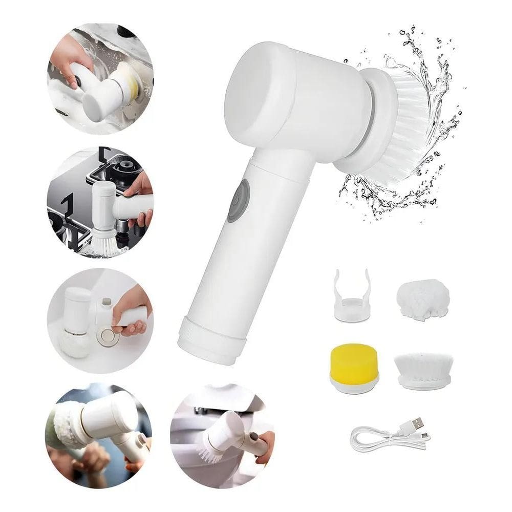 2X Escova De Limpeza Elétrica Bivolt Giratória Recarregável