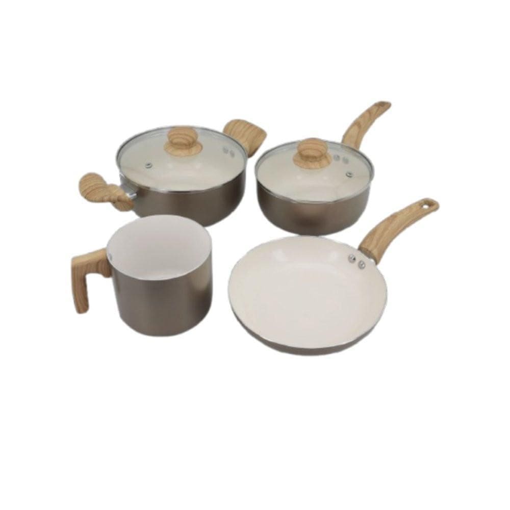 Conjunto Panelas Antiaderente Gold Tampa De Vidro 04 Peças