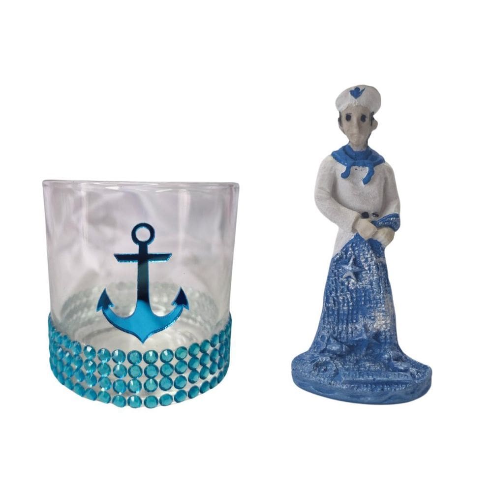 Kit Copo Whisky E Escultura Marinheiro Umbanda Candomblé