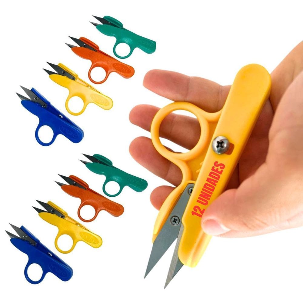 Tesoura Arremate Costura Linhas Fios Com Cabo Plástico 12 Un