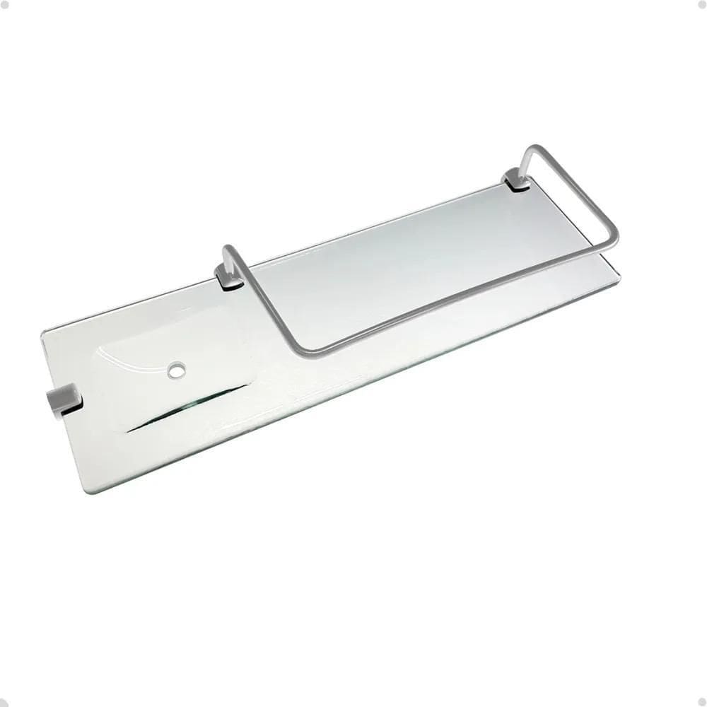 10X Porta Shampoo De Vidro Com Saboneteira E Grade 12X40Cm