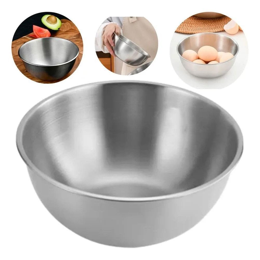 Bowl Tigela Bacia Aço Inox Escovado Saladeira 22 Cm Mistura