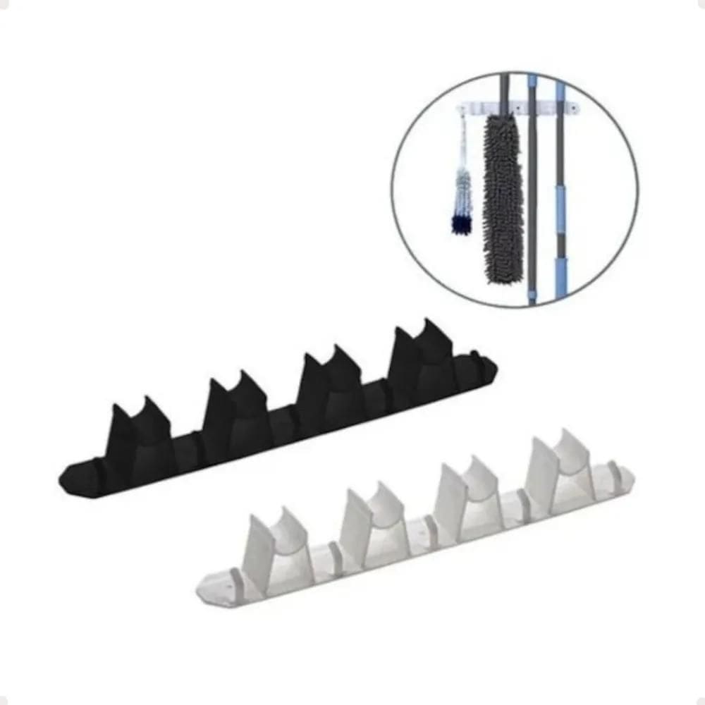 10X Suporte Porta Vassoura De Parede Com 4 Encaixes E 5 Gan