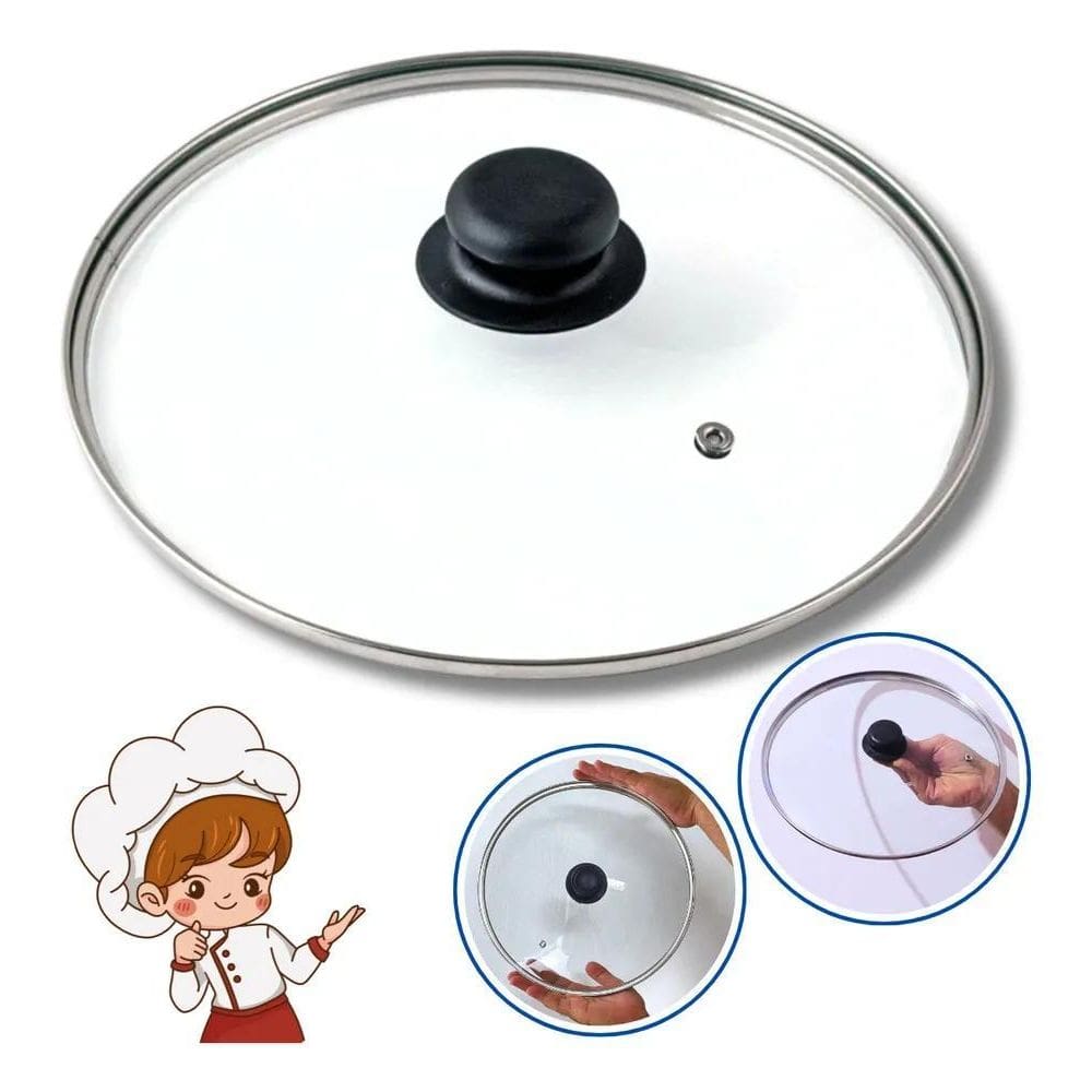 Tampa De Vidro Panela Frigideira Caçarola 28 Cm  Tra