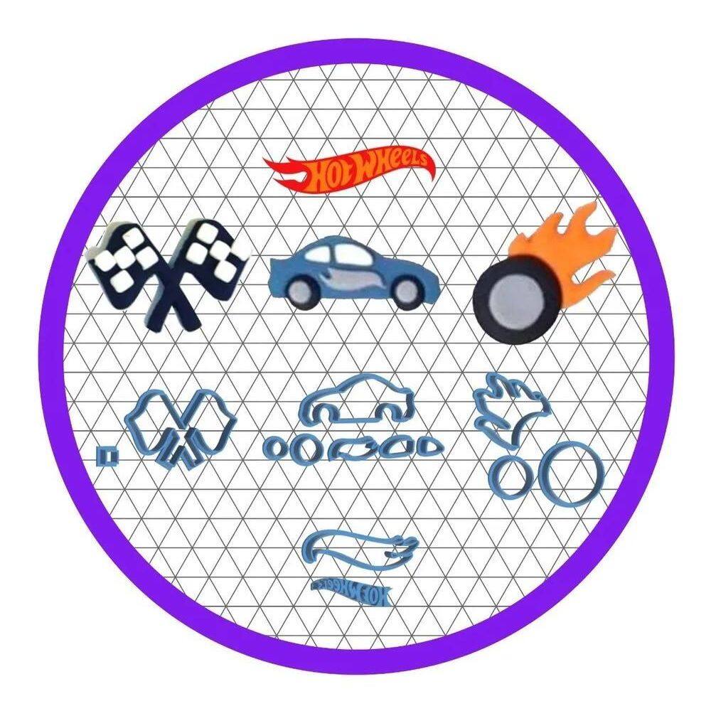 10X Kit Cortador Carro Hotweels Cupcake Confeiteiro Pirulit