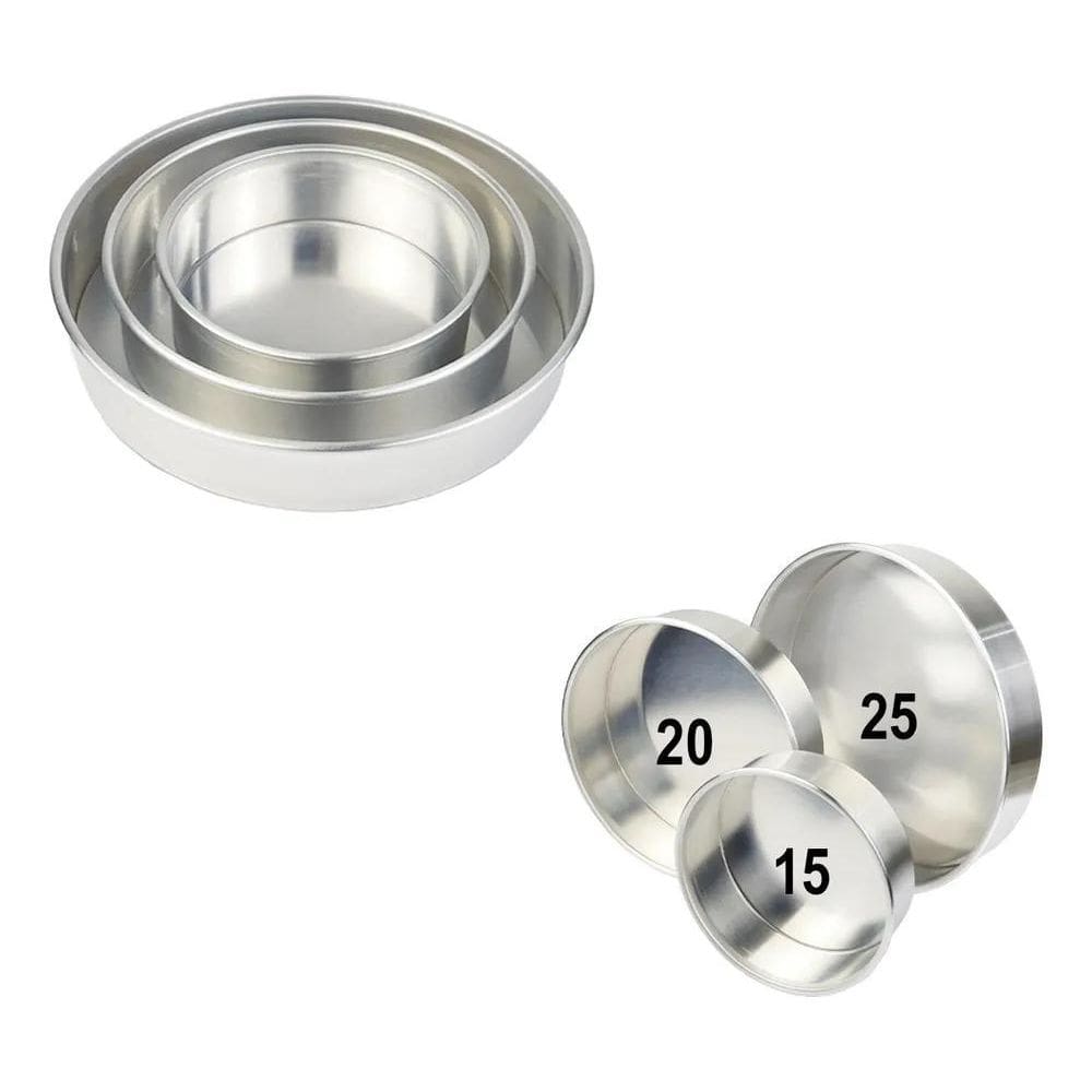 2X Kit Formas De Bolos Redondas 15X5 20X5 25X5 Alumínio Fort