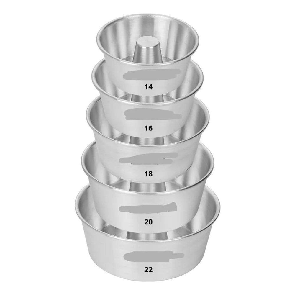 5 Forma Bolo Pudim Redonda Com Tubo 14-16-18-20-22 E3