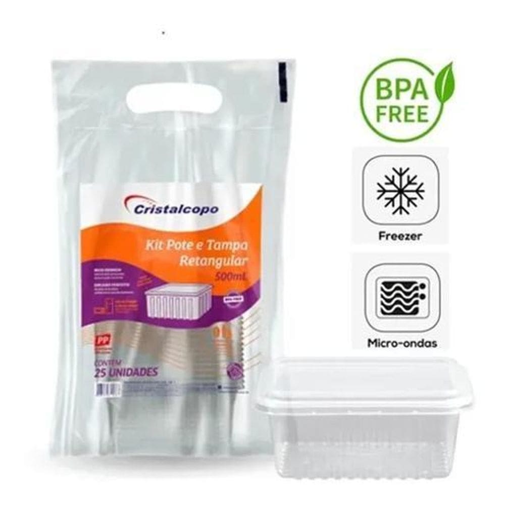 2X Pote Descartável 500Ml Freezer Microondas Marmita - 25 Un