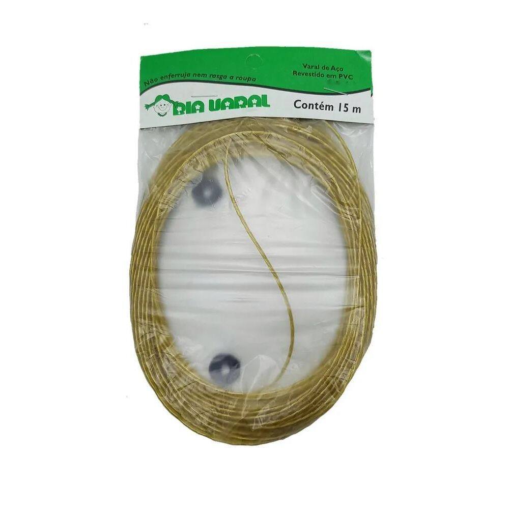 3X Corda Varal De Aço Revestido Em Pvc 15M Resistente Full