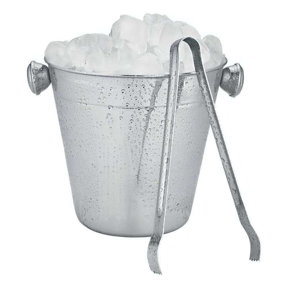 2X Balde De Gelo Inox 1,2L Com Pegador Inox Para Bebidas Whi