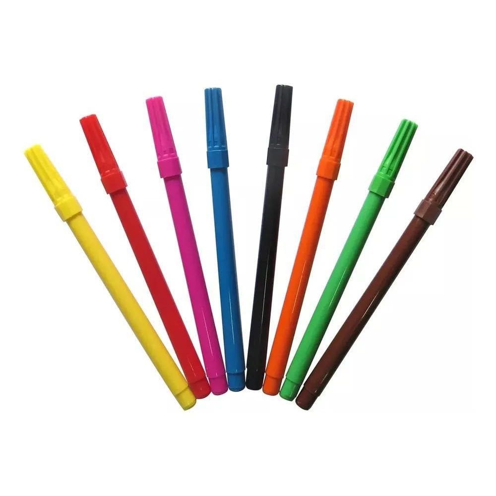 10X Kit Canetas Alimentícia Ponta Fina 8 Cores Recarregável