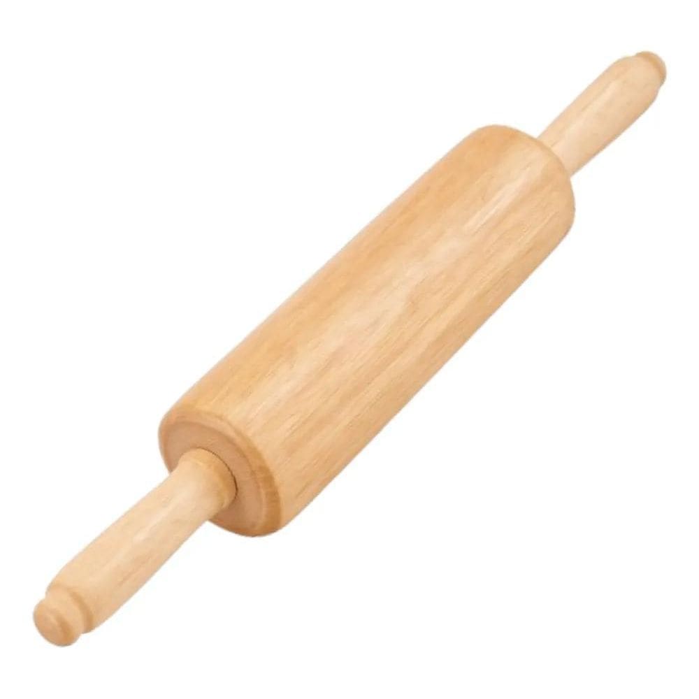 2X Rolo De Madeira Para Abrir Massas Com Cabo Macarrão Pão B