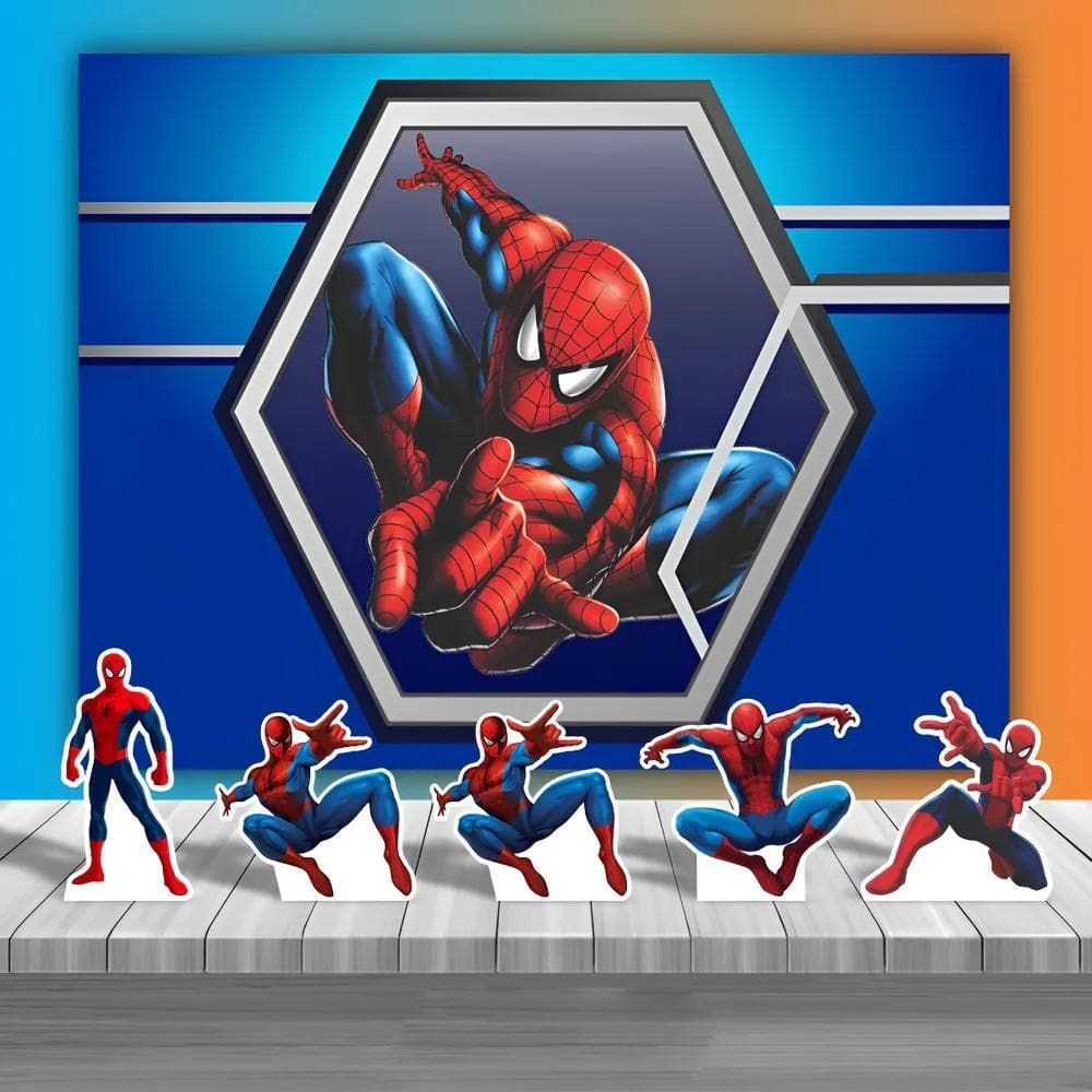 Kit Festa Infantil Painel + Displays Div Homem Aranha