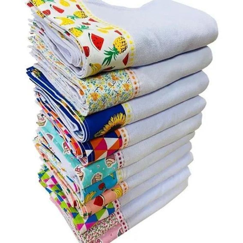 3X Pano De Prato Barrado Premium Kit Com 5 Peças Rub