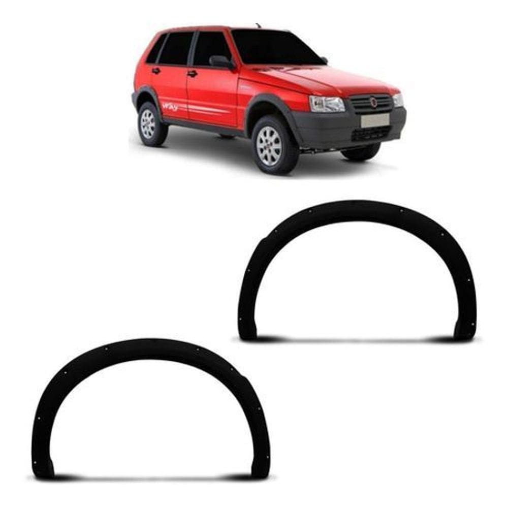 Par Moldura Paralama Traseiro Uno Way Preto 2004 A 2012