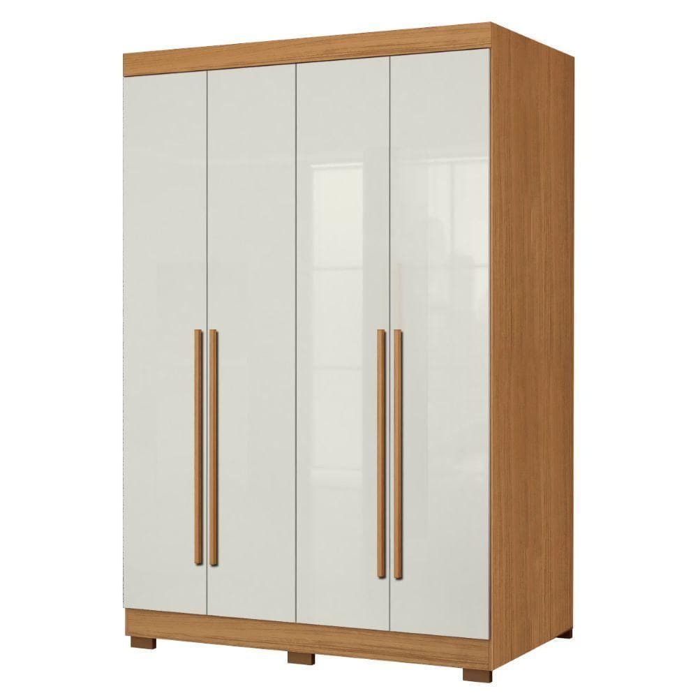 Guarda Roupas Solteiro Com 4 Portas 2 Gavetas Creta Madeirado/off White Madeirado/off White