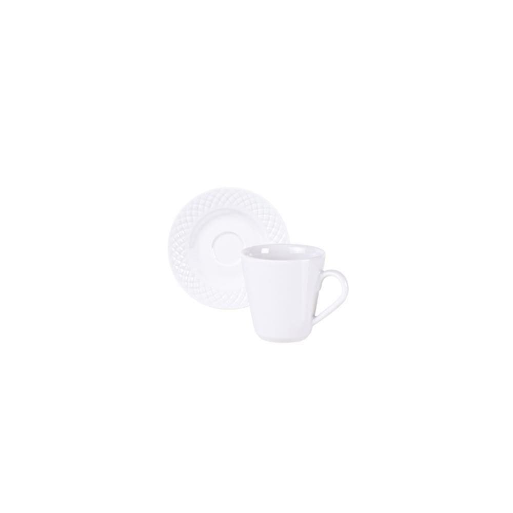 Conjunto Xícara E Pires De Café Tramontina Ingrid Em Porcelana Decorada 70 Ml 2 Peças