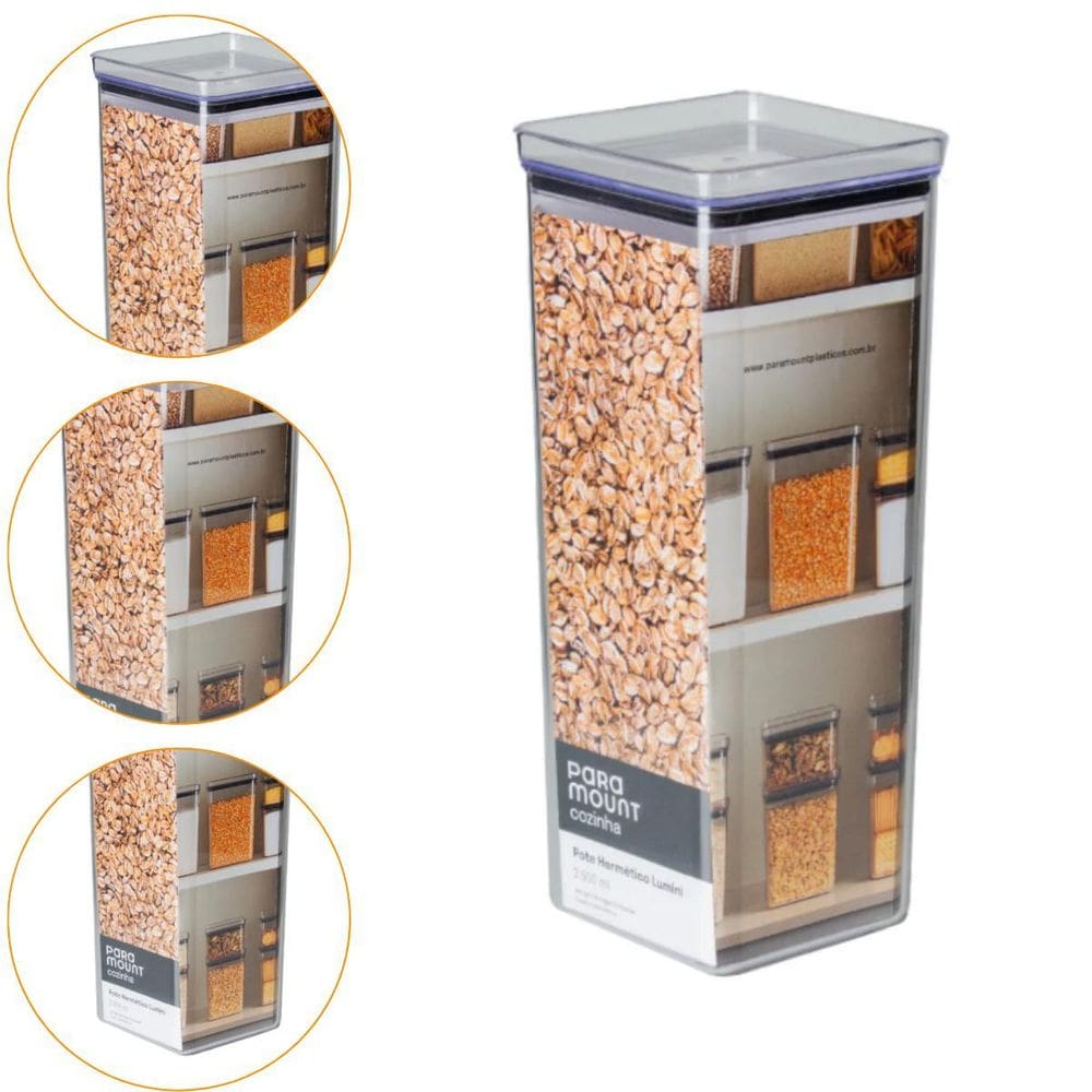 Pote Hermético Lumini Para Alimentos Quadrado 3.500 Ml