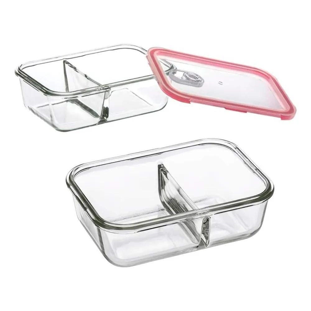 Pote Vidro 1010Ml Hermético Marmita Divisória Tampa Trava