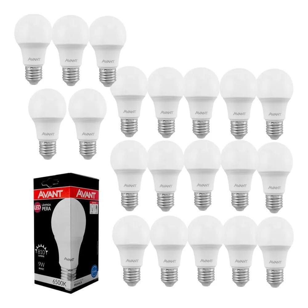 Kit 20 Lâmpada Led 9W Bulbo E27 Branco Frio 6500K Avant Luz