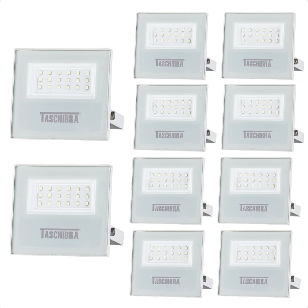 10 Refletores Taschibra Led Tr Slim 20w Luz Verde Branco Autovolt