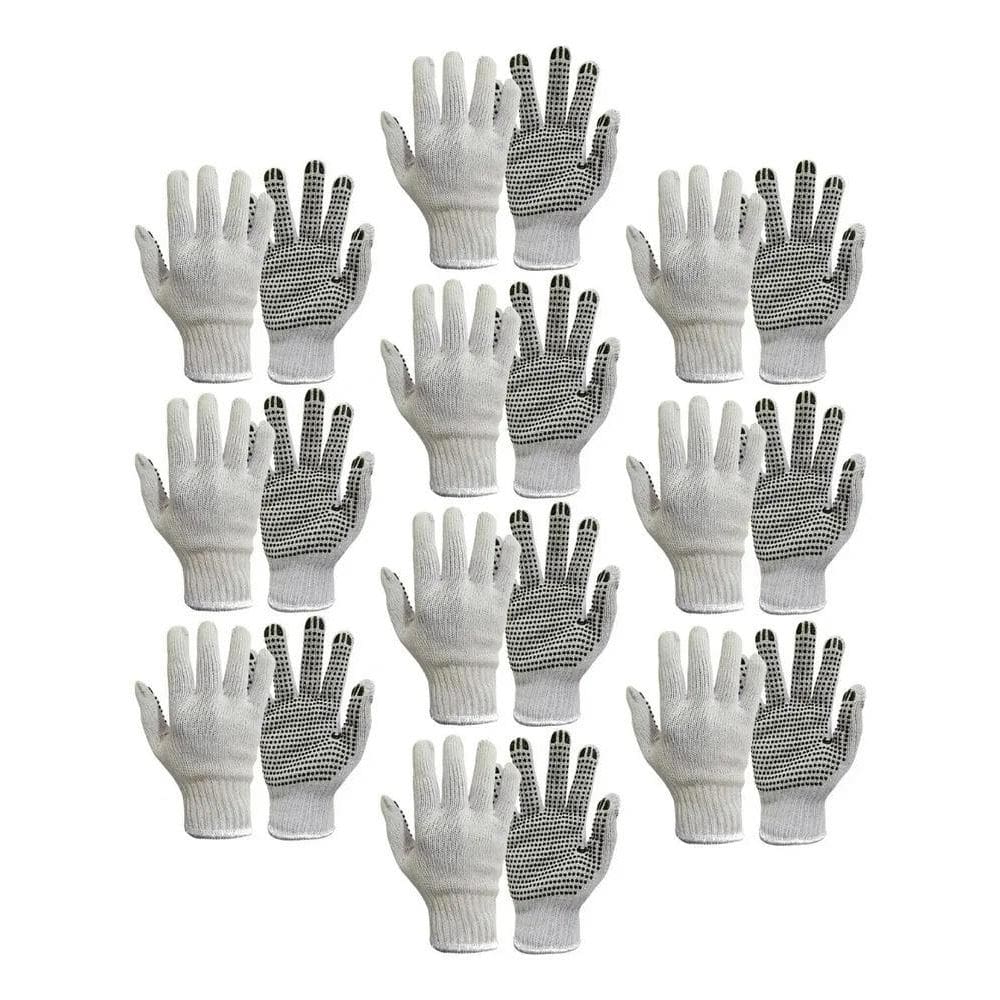 Kit 12 Prs Luva Algodão Malha Pigmentada Tricotada Pano Epi
