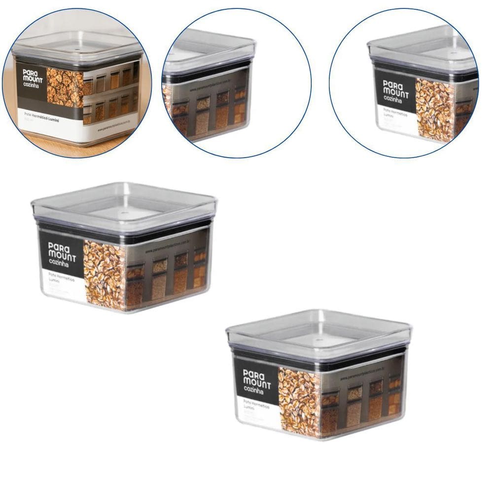 Kit 2 Pote Para Alimentos Tampa Hermética Organizador 830Ml